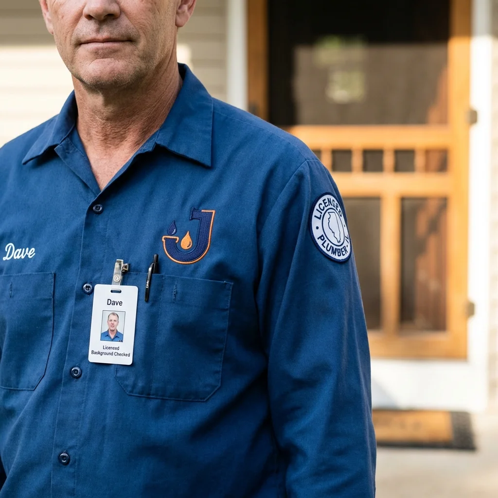 Licensed plumber showing ID badge in Shutesbury, MA