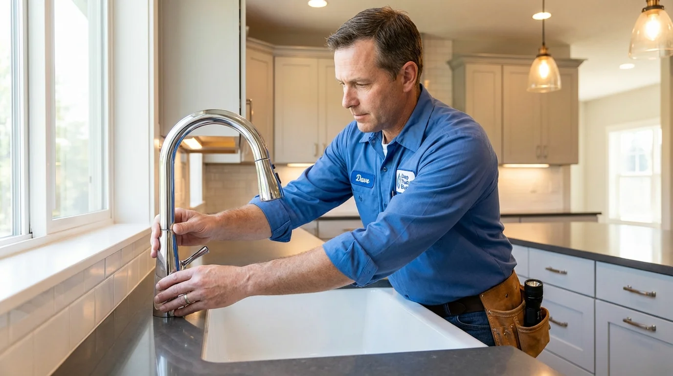 Kitchen faucet installation by Johns Plumbing LLC in Shutesbury